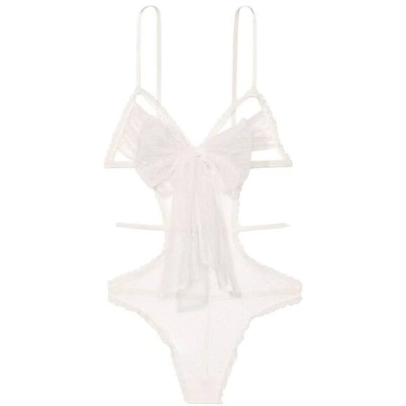 New! Victoria’s Secret Very Sexy Transparent Dotted Mesh Cut Teddy 4223 - Picture 1 of 10